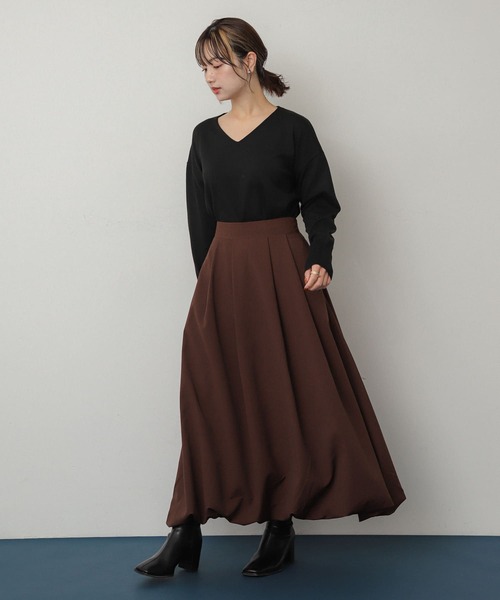 SENSE OF PLACE by URBAN RESEARCH(センスオブプレイスバイアーバンリサーチ)の「コットンタッチVネックセーター(ニット/セーター・レディース・ブラック/アイボリー/ライトブルー/オレンジ・ONE)」の16枚目の写真