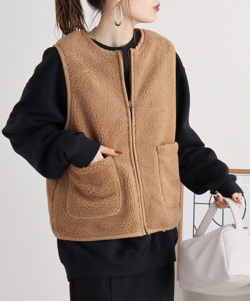 FUNALIVE（ファンアライブ）の「Boa fleece vest / ボアフリースベスト（ベスト・レディース・キャメル/グレー/アイボリー・FREE）」の14枚目の写真