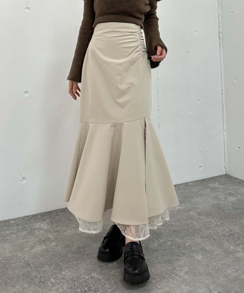 archives（アルシーヴ）の「レースレイヤードマーメイドスカート（スカート・レディース・アイボリー/ブラック/グレー・MEDIUM）」の2枚目の写真