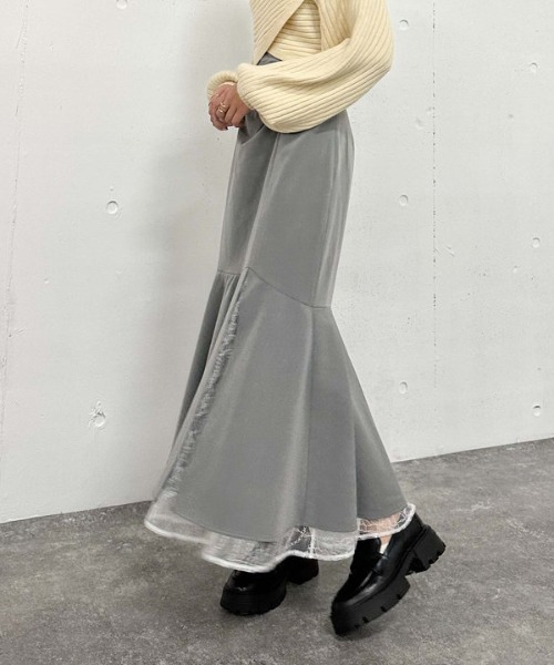 archives（アルシーヴ）の「レースレイヤードマーメイドスカート（スカート・レディース・アイボリー/ブラック/グレー・MEDIUM）」の6枚目の写真