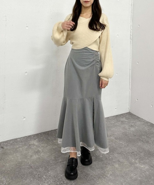 archives（アルシーヴ）の「レースレイヤードマーメイドスカート