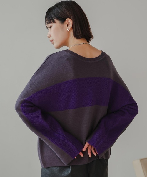 Bou Jeloud（ブージュルード）の「2WAYバイカラーニット（ニット/セーター・レディース・A/チャコールグレー・FREE）」の2枚目の写真