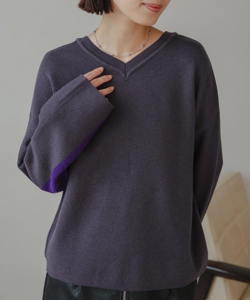 Bou Jeloud（ブージュルード）の「2WAYバイカラーニット（ニット/セーター・レディース・A/チャコールグレー・FREE）」の3枚目の写真