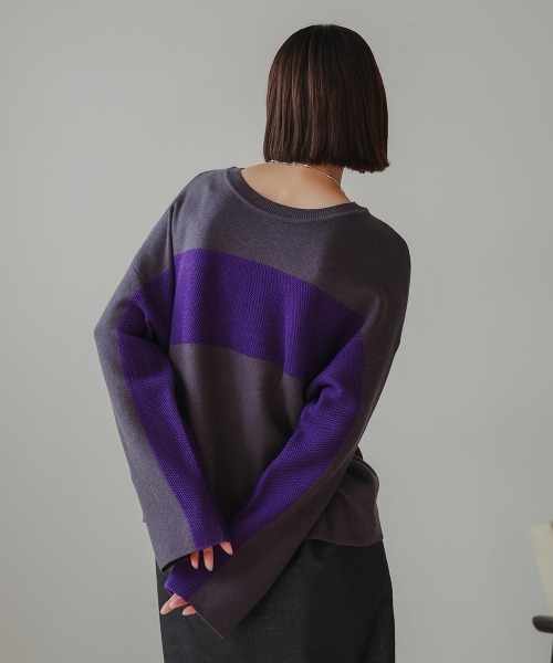 Bou Jeloud（ブージュルード）の「2WAYバイカラーニット（ニット/セーター・レディース・A/チャコールグレー・FREE）」の6枚目の写真