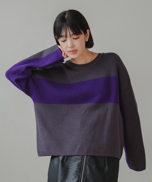 Bou Jeloud（ブージュルード）の「2WAYバイカラーニット（ニット/セーター・レディース・A/チャコールグレー・FREE）」の7枚目の写真