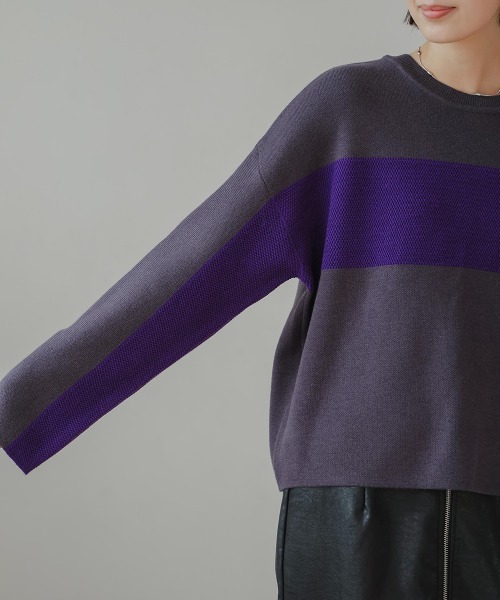 Bou Jeloud（ブージュルード）の「2WAYバイカラーニット（ニット/セーター・レディース・A/チャコールグレー・FREE）」の10枚目の写真