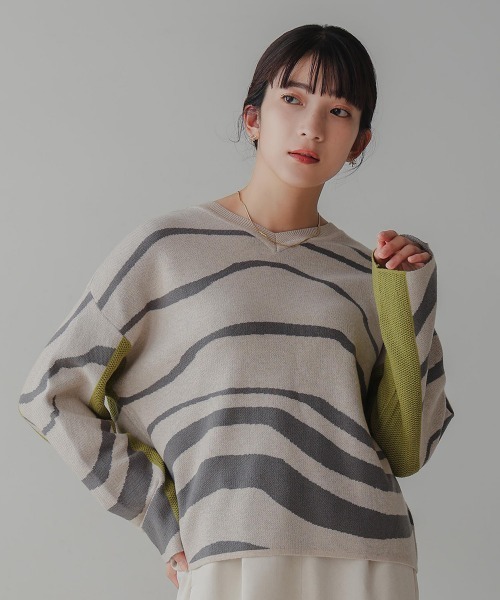 Bou Jeloud（ブージュルード）の「2WAYバイカラーニット（ニット/セーター・レディース・A/チャコールグレー・FREE）」の12枚目の写真