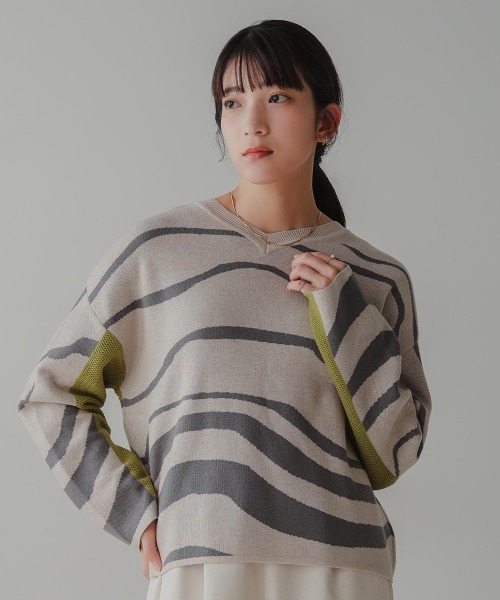 Bou Jeloud（ブージュルード）の「2WAYバイカラーニット（ニット/セーター・レディース・A/チャコールグレー・FREE）」の13枚目の写真