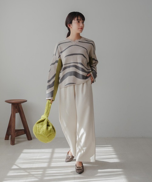 Bou Jeloud（ブージュルード）の「2WAYバイカラーニット（ニット/セーター・レディース・A/チャコールグレー・FREE）」の14枚目の写真