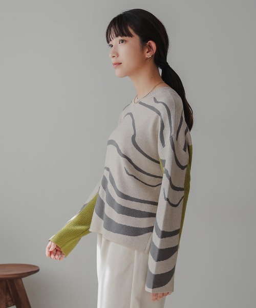 Bou Jeloud（ブージュルード）の「2WAYバイカラーニット（ニット/セーター・レディース・A/チャコールグレー・FREE）」の15枚目の写真