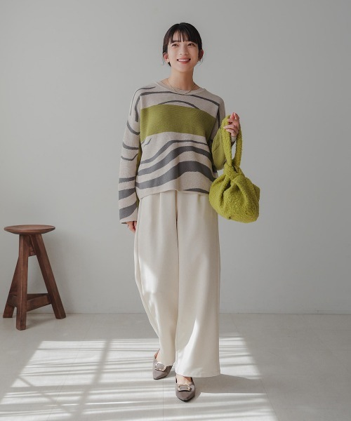 Bou Jeloud（ブージュルード）の「2WAYバイカラーニット（ニット/セーター・レディース・A/チャコールグレー・FREE）」の19枚目の写真