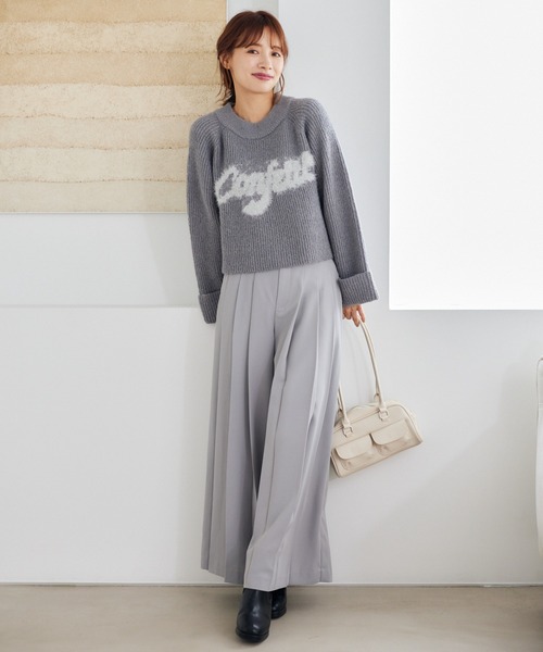 mysty woman（ミスティウーマン）の「プリーツハイウエストパンツ 246351（その他パンツ・レディース・ブラック/アイボリー/グレー・FREE）」の7枚目の写真