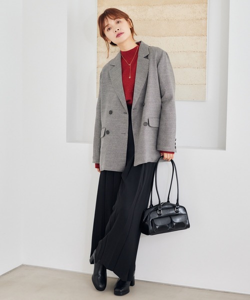 mysty woman（ミスティウーマン）の「プリーツハイウエストパンツ 246351（その他パンツ・レディース・ブラック/アイボリー/グレー・FREE）」の8枚目の写真