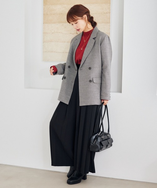 mysty woman（ミスティウーマン）の「プリーツハイウエストパンツ 246351（その他パンツ・レディース・ブラック/アイボリー/グレー・FREE）」の9枚目の写真