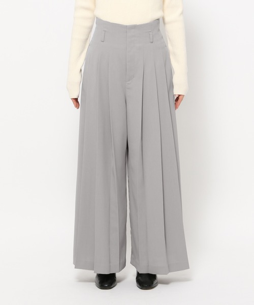 mysty woman（ミスティウーマン）の「プリーツハイウエストパンツ 246351（その他パンツ・レディース・ブラック/アイボリー/グレー・FREE）」の10枚目の写真