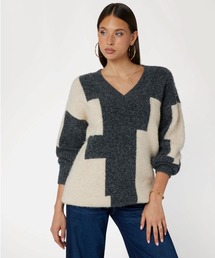 Guess | LS V-Nk Panama Intarsia Sweater ニット セーター レディース(ニット/セーター)