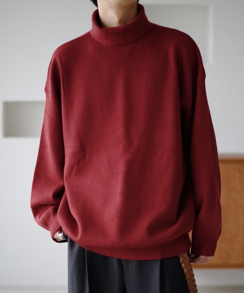 epnok（エプノック）の「タートルネックルーズリブニット（ニット/セーター・メンズ・オフホワイト/チャコールグレー/ブラック/レッド/ダークグレー/グレイッシュベージュ/ダークブラウン・MEDIUM/SMALL/LARGE）」の7枚目の写真