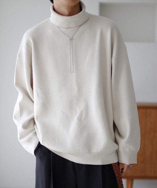 epnok（エプノック）の「タートルネックルーズリブニット（ニット/セーター・メンズ・オフホワイト/チャコールグレー/ブラック/レッド/ダークグレー/グレイッシュベージュ/ダークブラウン・MEDIUM/SMALL/LARGE）」の2枚目の写真