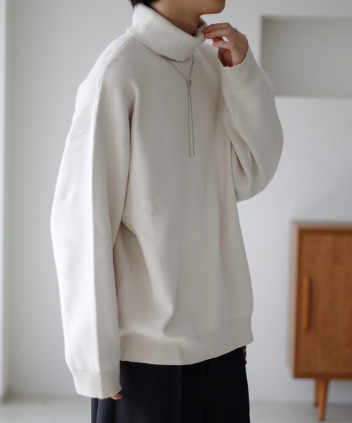 epnok（エプノック）の「タートルネックルーズリブニット（ニット/セーター・メンズ・オフホワイト/チャコールグレー/ブラック/レッド/ダークグレー/グレイッシュベージュ/ダークブラウン・MEDIUM/SMALL/LARGE）」の9枚目の写真