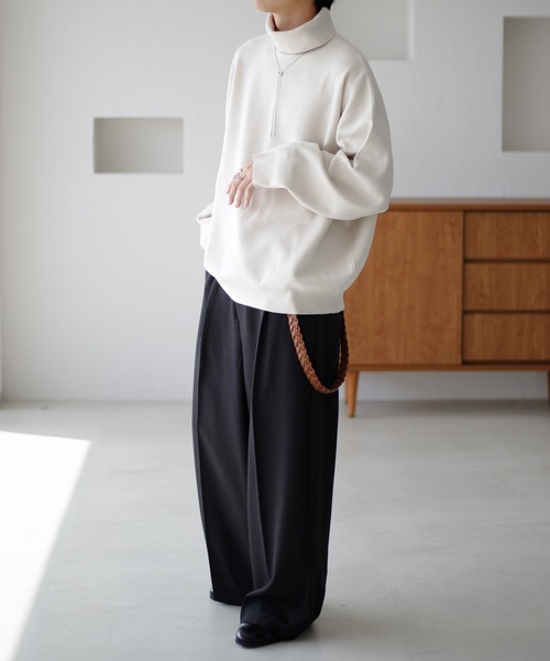 epnok（エプノック）の「タートルネックルーズリブニット（ニット/セーター・メンズ・オフホワイト/チャコールグレー/ブラック/レッド/ダークグレー/グレイッシュベージュ/ダークブラウン・MEDIUM/SMALL/LARGE）」の12枚目の写真