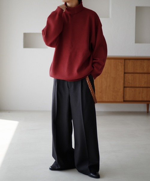 epnok（エプノック）の「タートルネックルーズリブニット（ニット/セーター・メンズ・オフホワイト/チャコールグレー/ブラック/レッド/ダークグレー/グレイッシュベージュ/ダークブラウン・MEDIUM/SMALL/LARGE）」の21枚目の写真