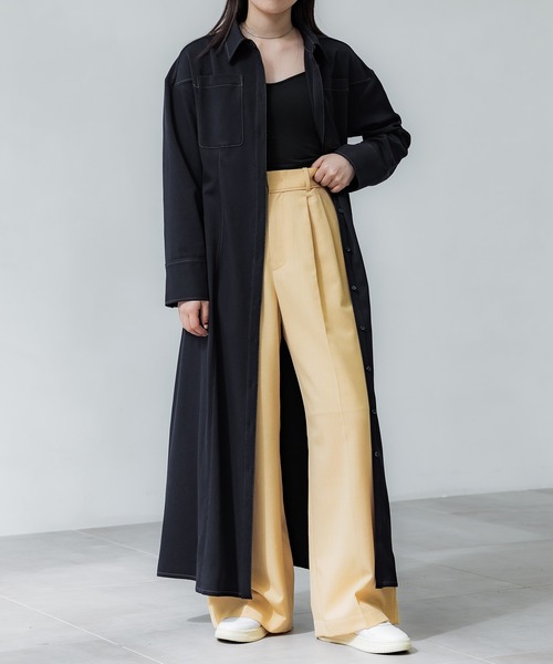 洗濯機洗い可能】カラーステッチシャツワンピース（ワンピース