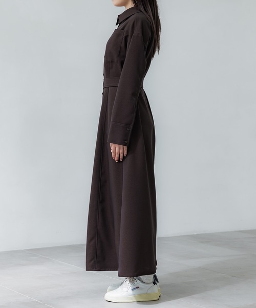 洗濯機洗い可能】カラーステッチシャツワンピース（ワンピース