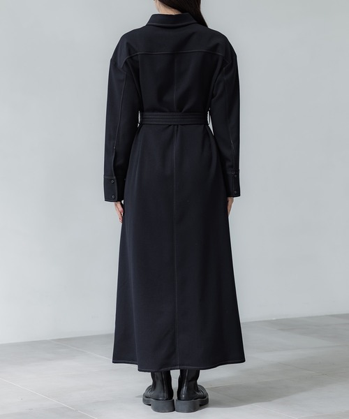 PUBLIC TOKYO（パブリックトウキョウ）の「【 洗濯機洗い可能】カラーステッチシャツワンピース（ワンピース・レディース・ネイビー/ブラウン・1/2）」の13枚目の写真