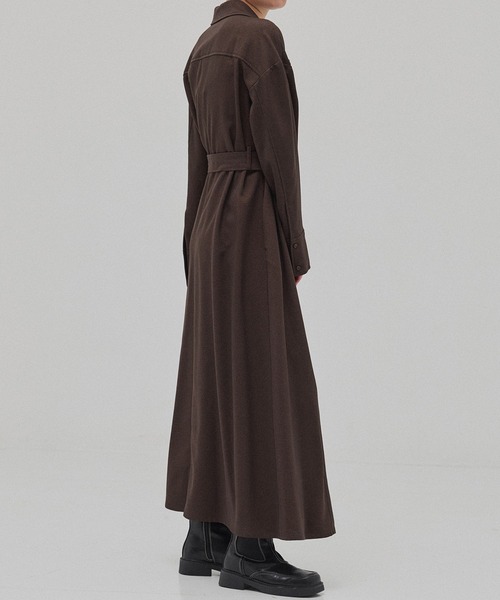 PUBLIC TOKYO（パブリックトウキョウ）の「【 洗濯機洗い可能】カラーステッチシャツワンピース（ワンピース・レディース・ネイビー/ブラウン・1/2）」の12枚目の写真