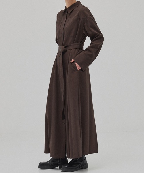 洗濯機洗い可能】カラーステッチシャツワンピース（ワンピース