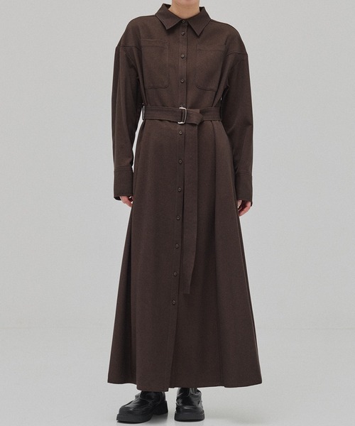 PUBLIC TOKYO（パブリックトウキョウ）の「【 洗濯機洗い可能】カラーステッチシャツワンピース（ワンピース・レディース・ネイビー/ブラウン・1/2）」の9枚目の写真