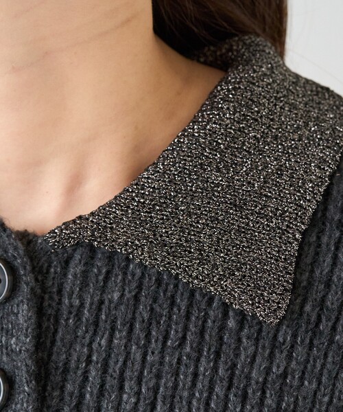 セール】限定展開 ラメ ポロ 襟 リブ編み ニット プルオーバー（ニット