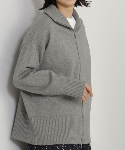 FOUND GOOD（ファウンドグッド）の「ジップスタンドニットCD（カーディガン/ボレロ・レディース・グレー系/ブラック/グレー系5・M/S/L）」の4枚目の写真