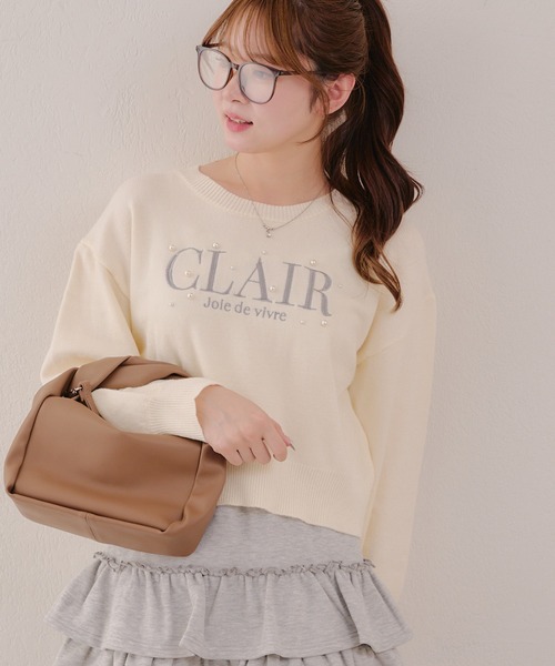 continuer de NICE CLAUP(コンティニューデナイスクラップ)の「刺繍&パールプルオーバー(ニット/セーター・レディース・ピンク/アイボリー/グレー/ブルー・FREE)」の2枚目の写真
