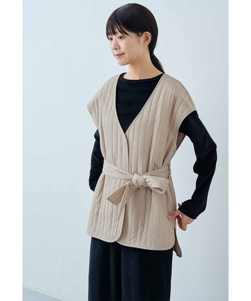 IEDIT(イディット)の「IEDIT きくちあつこさんコラボ キルティングベスト〈ライトベージュ〉(ベスト・レディース・アイボリー・LL/3L/M/L/S)」の4枚目の写真