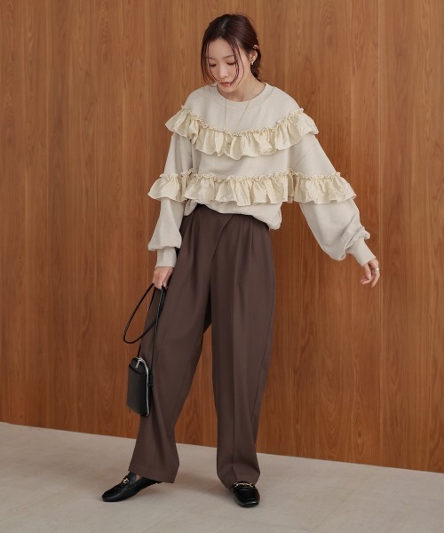 Bab(バブ)の「フリル使い裏毛トップス(Tシャツ/カットソー・レディース・アイボリー/チャコールグレー/ベージュ・FREE)」の10枚目の写真