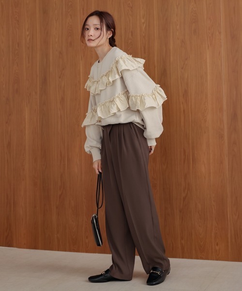 Bab(バブ)の「フリル使い裏毛トップス(Tシャツ/カットソー・レディース・アイボリー/チャコールグレー/ベージュ・FREE)」の13枚目の写真