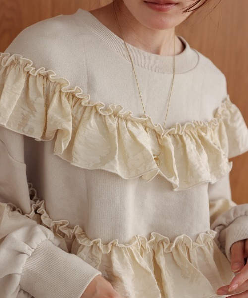Bab(バブ)の「フリル使い裏毛トップス(Tシャツ/カットソー・レディース・アイボリー/チャコールグレー/ベージュ・FREE)」の15枚目の写真