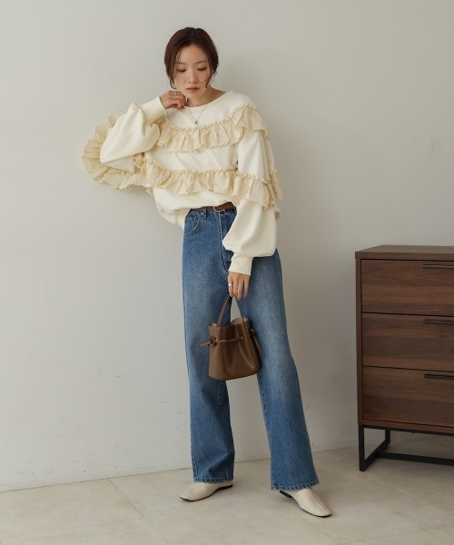 Bab(バブ)の「フリル使い裏毛トップス(Tシャツ/カットソー・レディース・アイボリー/チャコールグレー/ベージュ・FREE)」の21枚目の写真