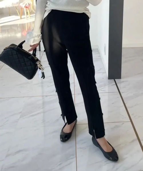 【セール】スリムサイドリボンストレッチパンツ（その他パンツ）｜M y u（ミュー）