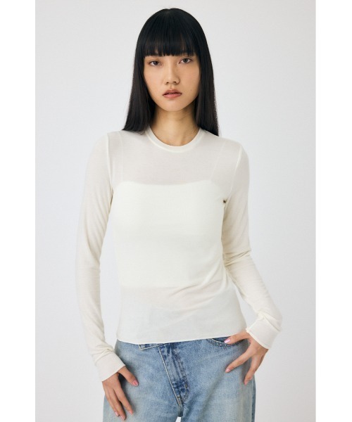 MOUSSY（マウジー）の「SOFT TOUCH ロングスリーブTシャツ（Tシャツ/カットソー・レディース・ライトブルー/アイボリー/ブラック系その他・FREE）」の2枚目の写真