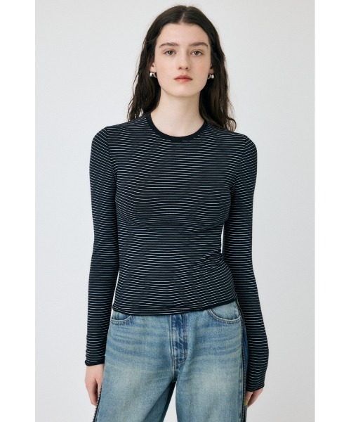 MOUSSY（マウジー）の「SOFT TOUCH ロングスリーブTシャツ（Tシャツ/カットソー・レディース・ライトブルー/アイボリー/ブラック系その他・FREE）」の4枚目の写真