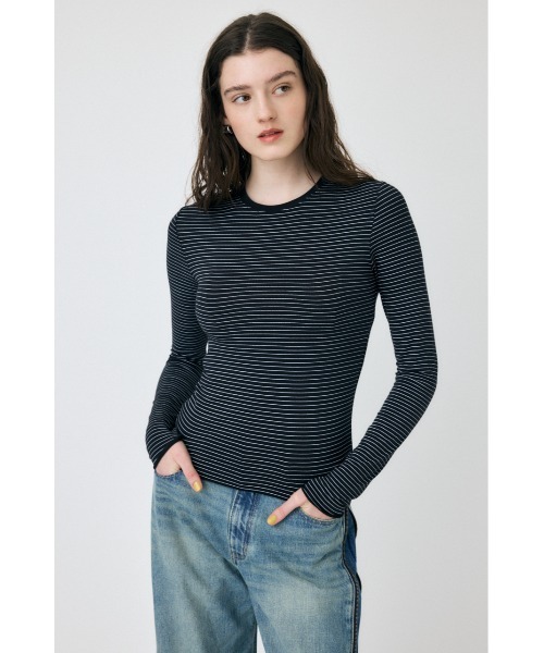 MOUSSY（マウジー）の「SOFT TOUCH ロングスリーブTシャツ（Tシャツ/カットソー・レディース・ライトブルー/アイボリー/ブラック系その他・FREE）」の8枚目の写真