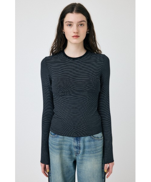 MOUSSY（マウジー）の「SOFT TOUCH ロングスリーブTシャツ（Tシャツ/カットソー・レディース・ライトブルー/アイボリー/ブラック系その他・FREE）」の9枚目の写真