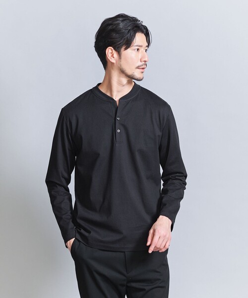 BEAUTY&YOUTH UNITED ARROWS（ビューティーアンドユースユナイテッドアローズ）の「【WEB限定 WARDROBE SMART】クリア ガスコットン ヘンリーネック カットソー【抗菌・防臭】（Tシャツ/カットソー・メンズ・ダークグレー/ホワイト/ブラック・S/M/L/XL）」の2枚目の写真
