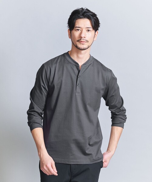 BEAUTY&YOUTH UNITED ARROWS（ビューティーアンドユースユナイテッドアローズ）の「【WEB限定 WARDROBE SMART】クリア ガスコットン ヘンリーネック カットソー【抗菌・防臭】（Tシャツ/カットソー・メンズ・ダークグレー/ホワイト/ブラック・S/M/L/XL）」の13枚目の写真