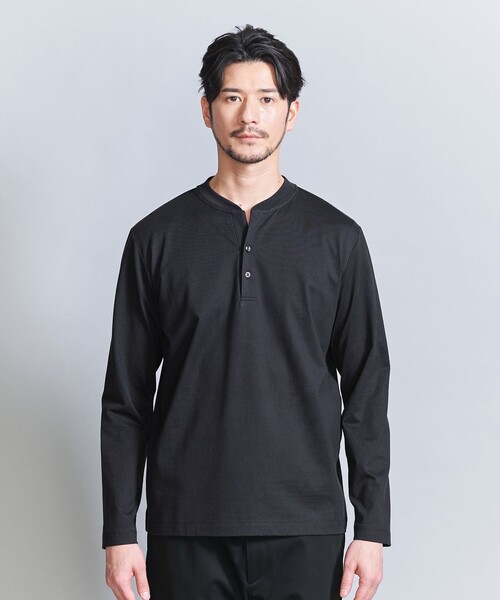 BEAUTY&YOUTH UNITED ARROWS（ビューティーアンドユースユナイテッドアローズ）の「【WEB限定 WARDROBE SMART】クリア ガスコットン ヘンリーネック カットソー【抗菌・防臭】（Tシャツ/カットソー・メンズ・ダークグレー/ホワイト/ブラック・S/M/L/XL）」の15枚目の写真