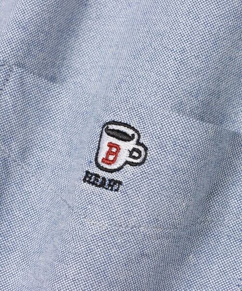 BEAMS HEART（ビームスハート）の「コーヒー刺繍 クールタッチ ロングスリーブ シャツ（接触冷感）（シャツ/ブラウス・メンズ・サックスブルー/その他/ホワイト・XL/L/M/S）」の8枚目の写真