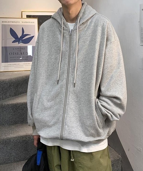 NOWLE（ノウル）の「【NOWLE】裏起毛 スウェット ジップ パーカー（パーカー・メンズ・ブラック/グレー・MEDIUM/X-LARGE/LARGE）」の7枚目の写真