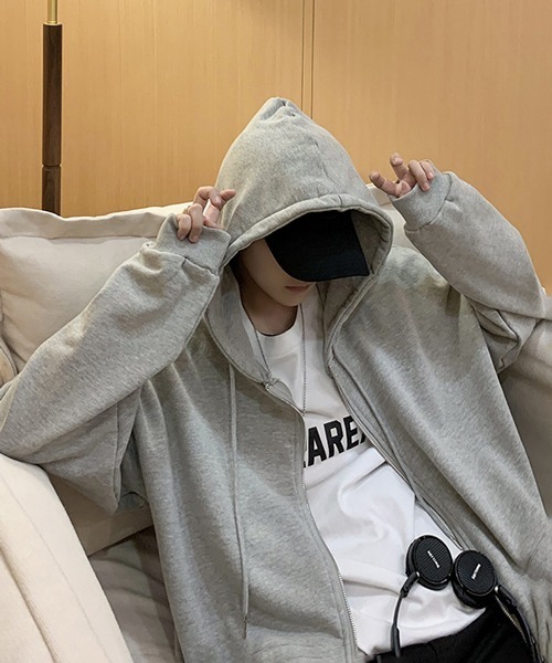 NOWLE（ノウル）の「【NOWLE】裏起毛 スウェット ジップ パーカー（パーカー・メンズ・ブラック/グレー・MEDIUM/X-LARGE/LARGE）」の3枚目の写真